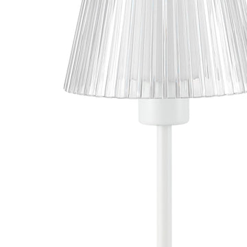 Oscar 12.5" Modern Industrial Rechargeable/Cordless Iron/Acrylic Integrated LED Table Lamp with Ribbed Shade - JONATHAN Y
